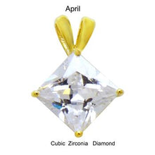 Load image into Gallery viewer, Sterling Silver 7mm Princess Cut CZ Gold Plated Pendant