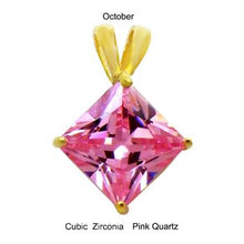 Load image into Gallery viewer, Sterling Silver 7mm Princess Cut CZ Pink Gold Plated Pendant