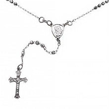 Load image into Gallery viewer, Sterling Silver 3mm Diamond Cut Rosary Rhodium NecklaceAnd Weight 7.4gramsAnd Length 20inchesAnd Width 3mm