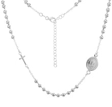 Load image into Gallery viewer, Sterling Silver Lady Of Guadalupe Bead Rosary Necklace Width-3mm, Length-17+2inch
