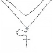 Load image into Gallery viewer, Italian Sterling Silver 5mm Rosary NecklaceAnd Weight 26.9gramsAnd Length 30inchesAnd Width 5mm