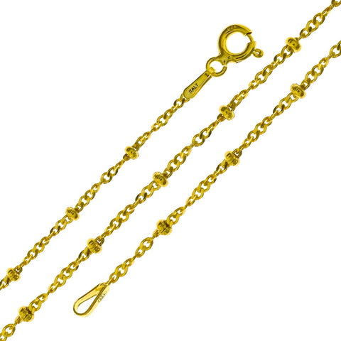 Sterling Silver Italian 1.6mm Singapore Gold Plated Chain