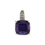 Sterling Silver 9X9mm Princess-Cut Amethyst Halo CZ Pendant