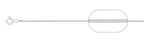 Sterling Silver High Polished Round Snake 0.7mm-010 Chain