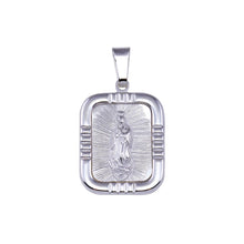 Load image into Gallery viewer, Sterling Silver High Polished Nuestra Señora de Guadalupe Square 21.3mm x 30mm Pendant