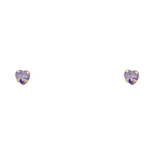 Load image into Gallery viewer, 14k Yellow Gold 5mm Heart CZ Birthstone Stamping Prong With Screw Back