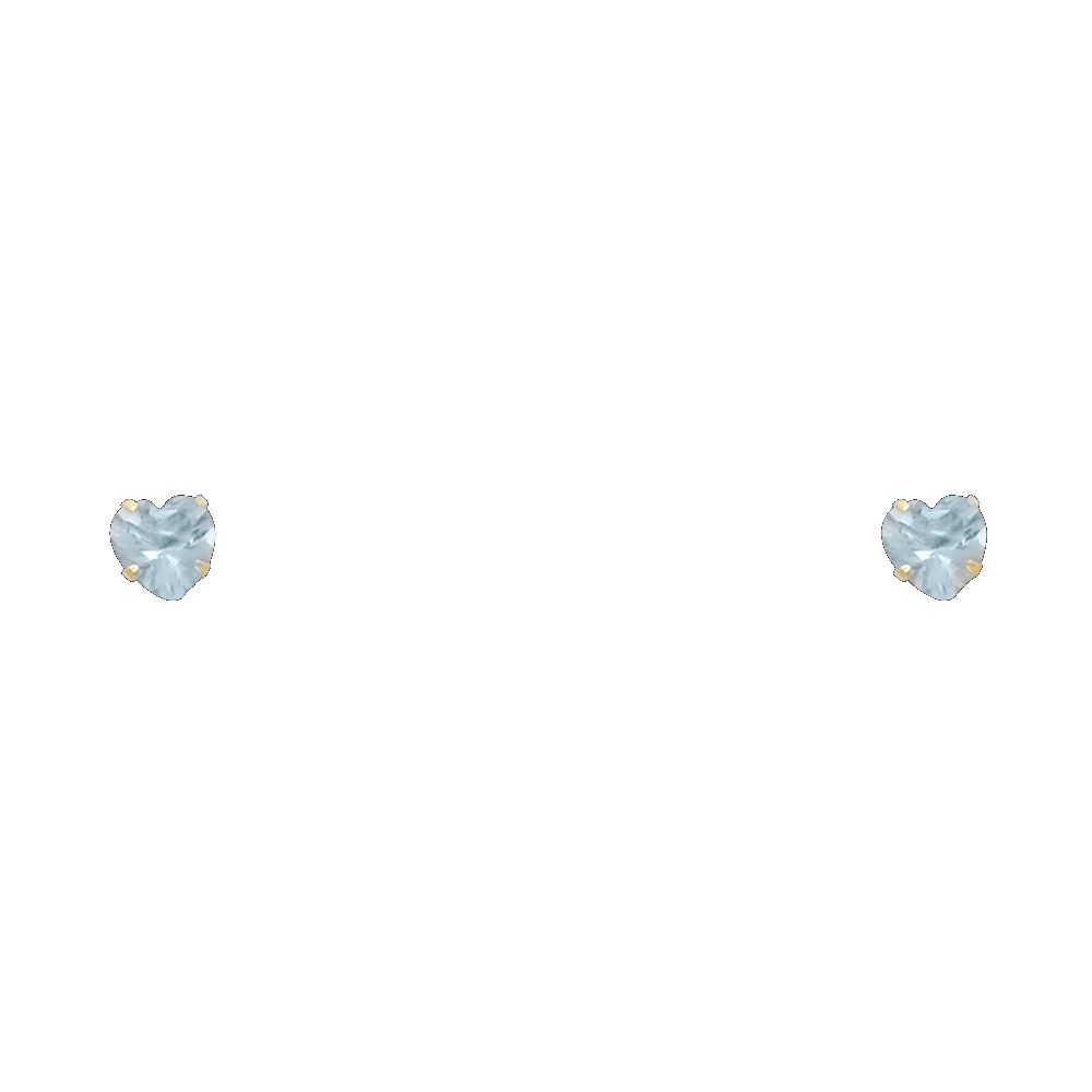 14k Yellow Gold 5mm Heart CZ Birthstone Stamping Prong With Screw Back