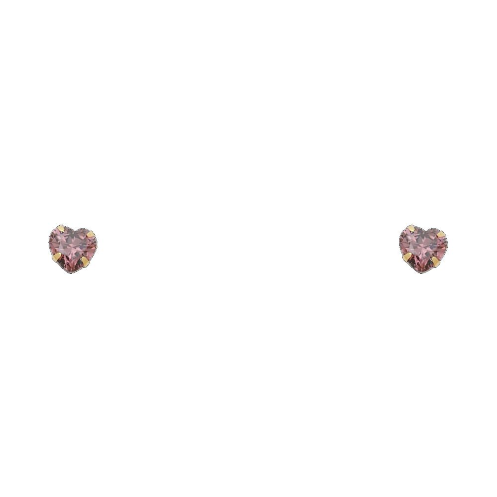 14k Yellow Gold 5mm Heart CZ Birthstone Stamping Prong With Screw Back