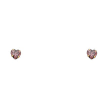 Load image into Gallery viewer, 14k Yellow Gold 5mm Heart CZ Birthstone Stamping Prong With Screw Back