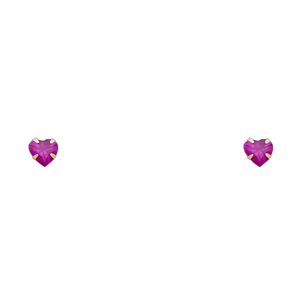 14k Yellow Gold 5mm Heart CZ Birthstone Stamping Prong With Screw Back