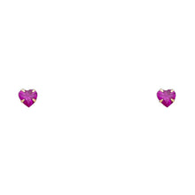 Load image into Gallery viewer, 14k Yellow Gold 5mm Heart CZ Birthstone Stamping Prong With Screw Back