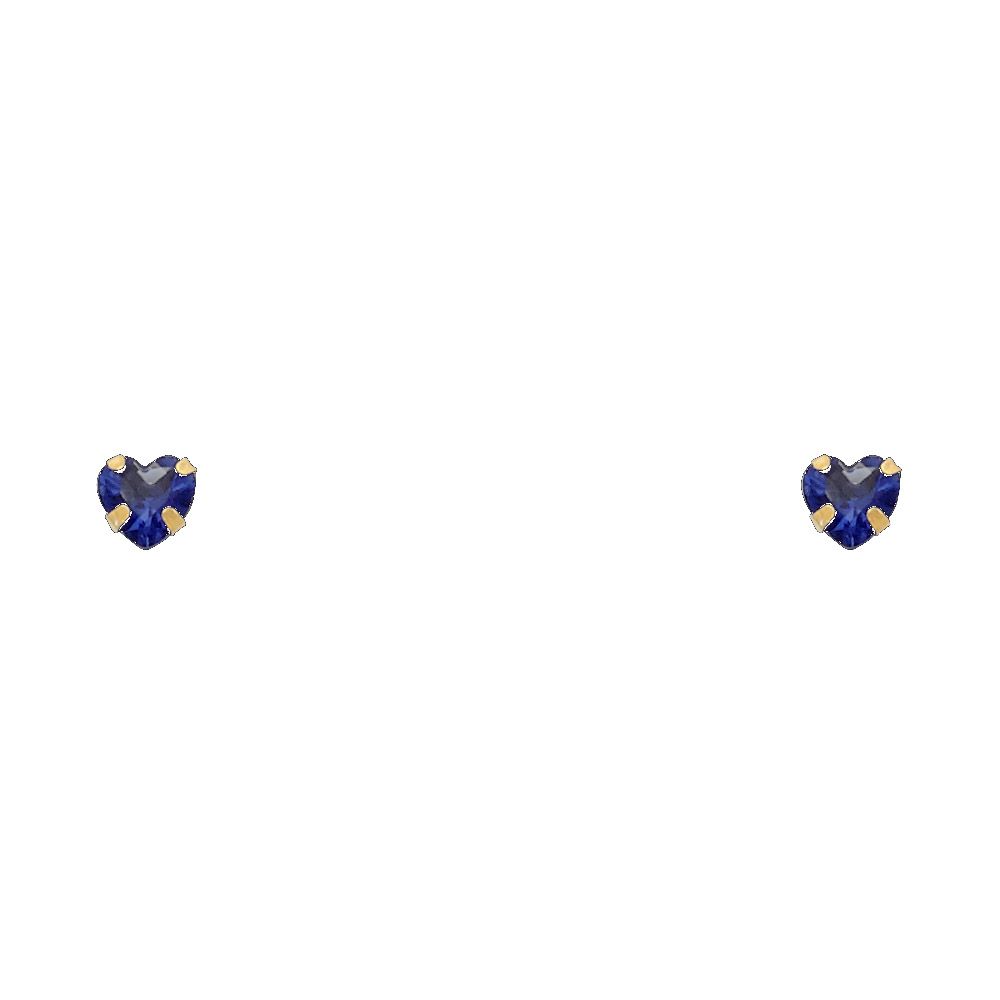 14k Yellow Gold 5mm Heart CZ Birthstone Stamping Prong With Screw Back
