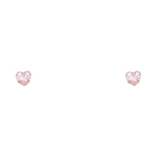 Load image into Gallery viewer, 14k Yellow Gold 5mm Heart CZ Birthstone Stamping Prong With Screw Back
