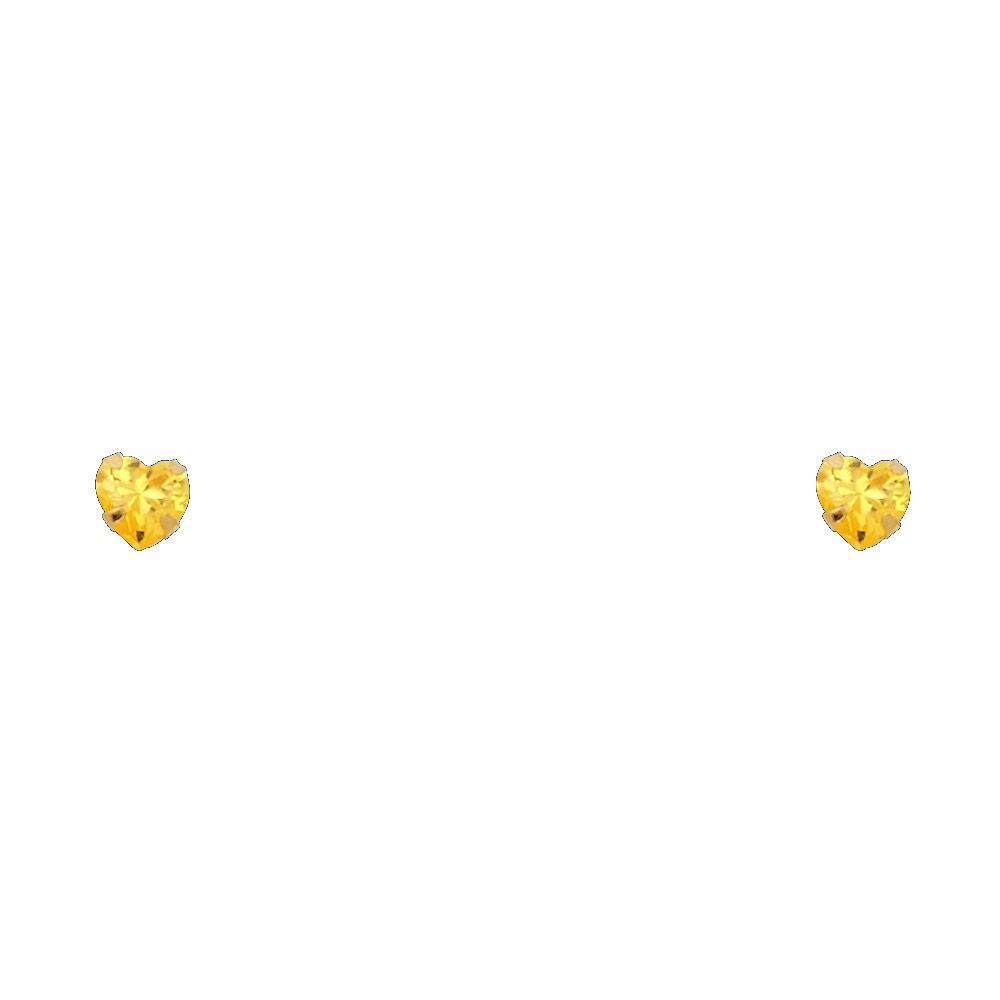 14k Yellow Gold 5mm Heart CZ Birthstone Stamping Prong With Screw Back