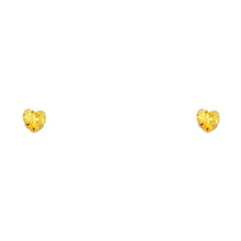 Load image into Gallery viewer, 14k Yellow Gold 5mm Heart CZ Birthstone Stamping Prong With Screw Back