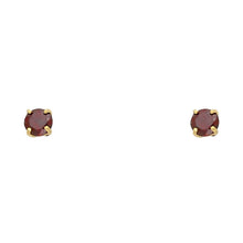 Load image into Gallery viewer, 14k Yellow Gold 3mm Round CZ Basket Setting Solitaire Birthstone Stud Earrings