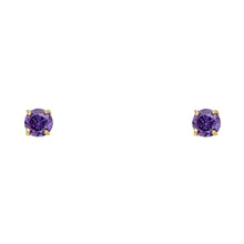 Load image into Gallery viewer, 14k Yellow Gold 3mm Round CZ Basket Setting Solitaire Birthstone Stud Earrings