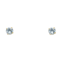 Load image into Gallery viewer, 14k Yellow Gold 3mm Round CZ Basket Setting Solitaire Birthstone Stud Earrings