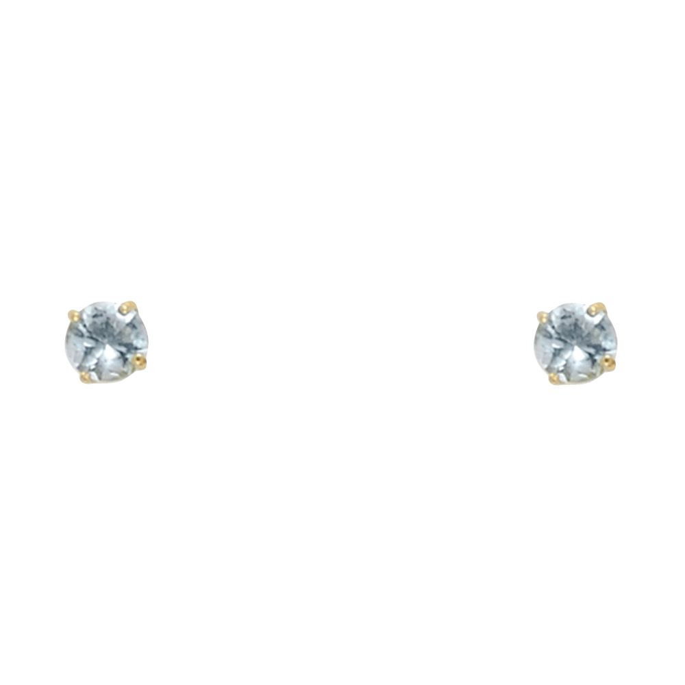 14k Yellow Gold 6mm Round CZ  Birthstone Stamping Prong With Screw Back
