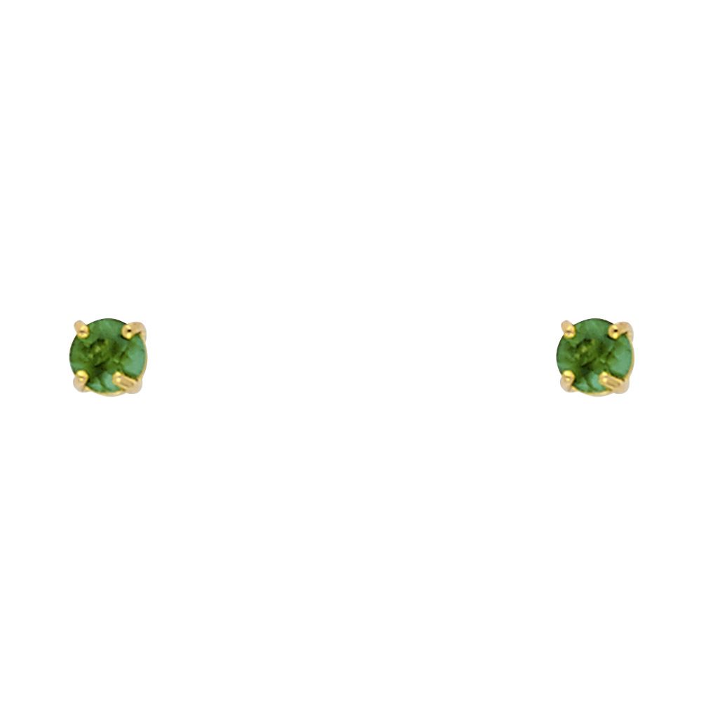 14k Yellow Gold 3mm Round CZ Basket Setting Solitaire Birthstone Stud Earrings