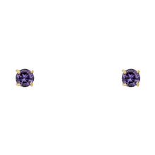 Load image into Gallery viewer, 14k Yellow Gold 3mm Round CZ Basket Setting Solitaire Birthstone Stud Earrings