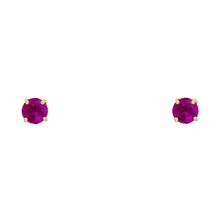 Load image into Gallery viewer, 14k Yellow Gold 3mm Round CZ Basket Setting Solitaire Birthstone Stud Earrings