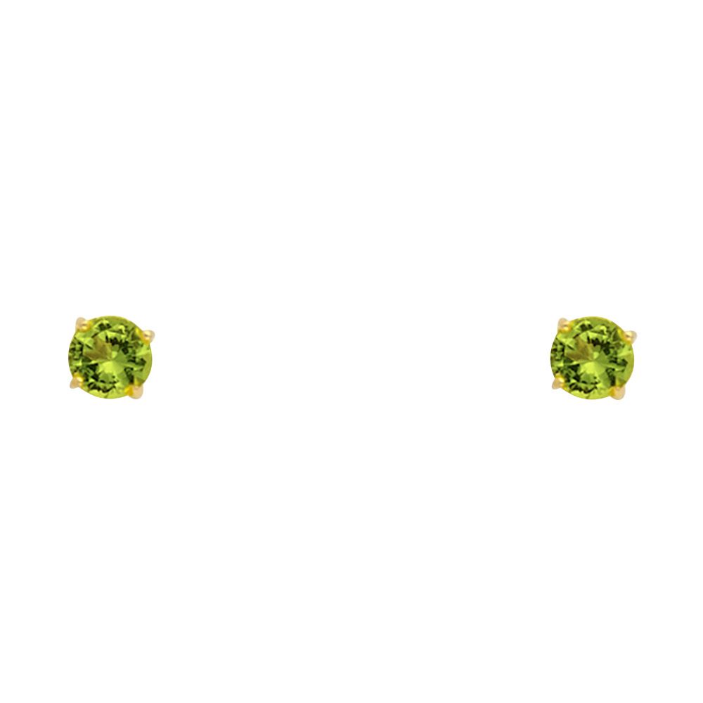 14k Yellow Gold 6mm Round CZ  Birthstone Stamping Prong With Screw Back