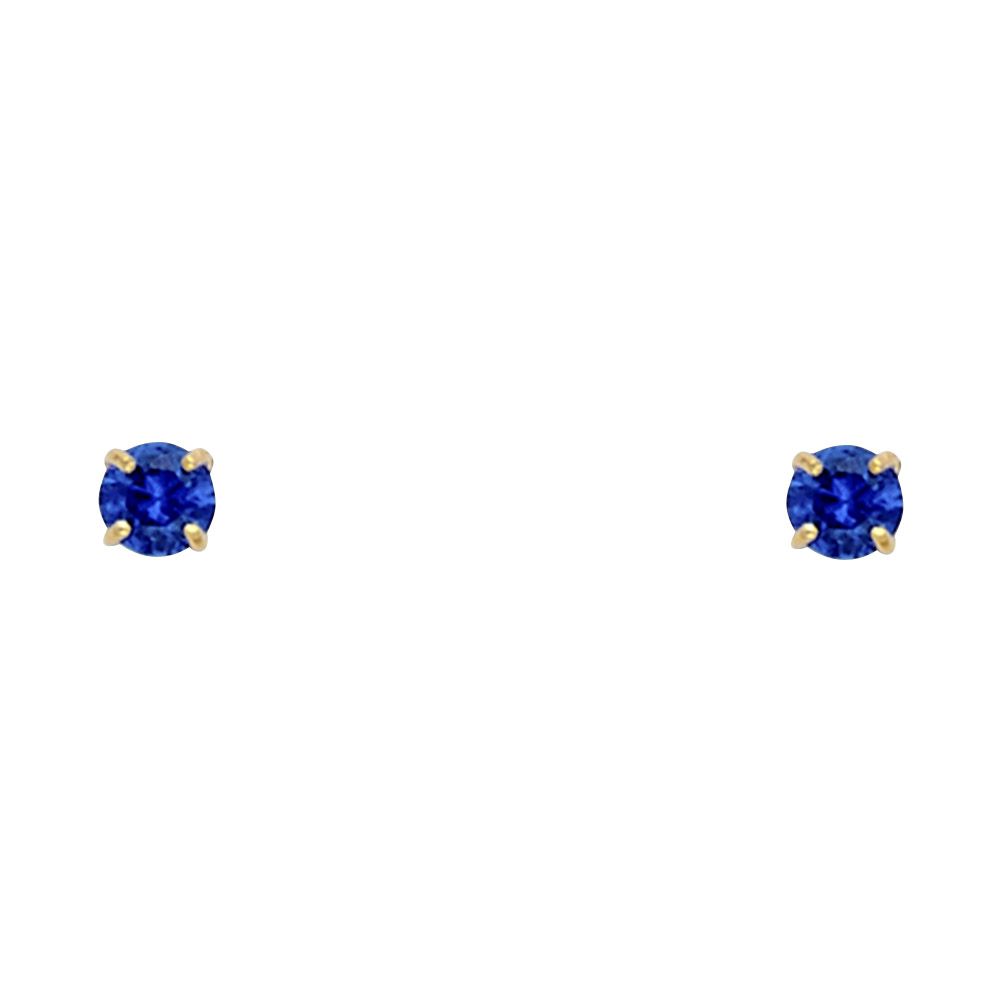 14k Yellow Gold 3mm Round CZ Basket Setting Solitaire Birthstone Stud Earrings
