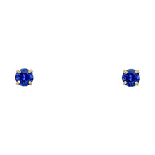 Load image into Gallery viewer, 14k Yellow Gold 3mm Round CZ Basket Setting Solitaire Birthstone Stud Earrings