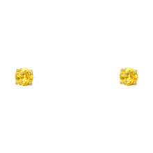 Load image into Gallery viewer, 14k Yellow Gold 3mm Round CZ Basket Setting Solitaire Birthstone Stud Earrings