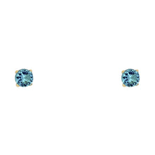 Load image into Gallery viewer, 14k Yellow Gold 3mm Round CZ Basket Setting Solitaire Birthstone Stud Earrings