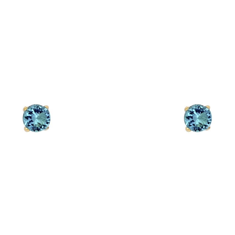 14k Yellow Gold 6mm Round CZ  Birthstone Stamping Prong With Screw Back