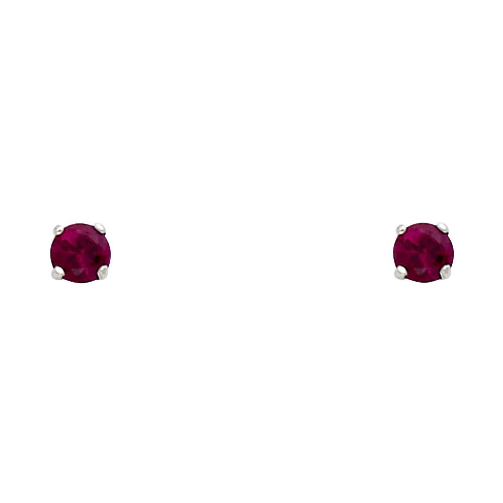 14k White Gold 4mm Round CZ Basket Solitaire Birthstone Stud Earrings