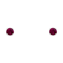 Load image into Gallery viewer, 14k White Gold 4mm Round CZ Basket Solitaire Birthstone Stud Earrings