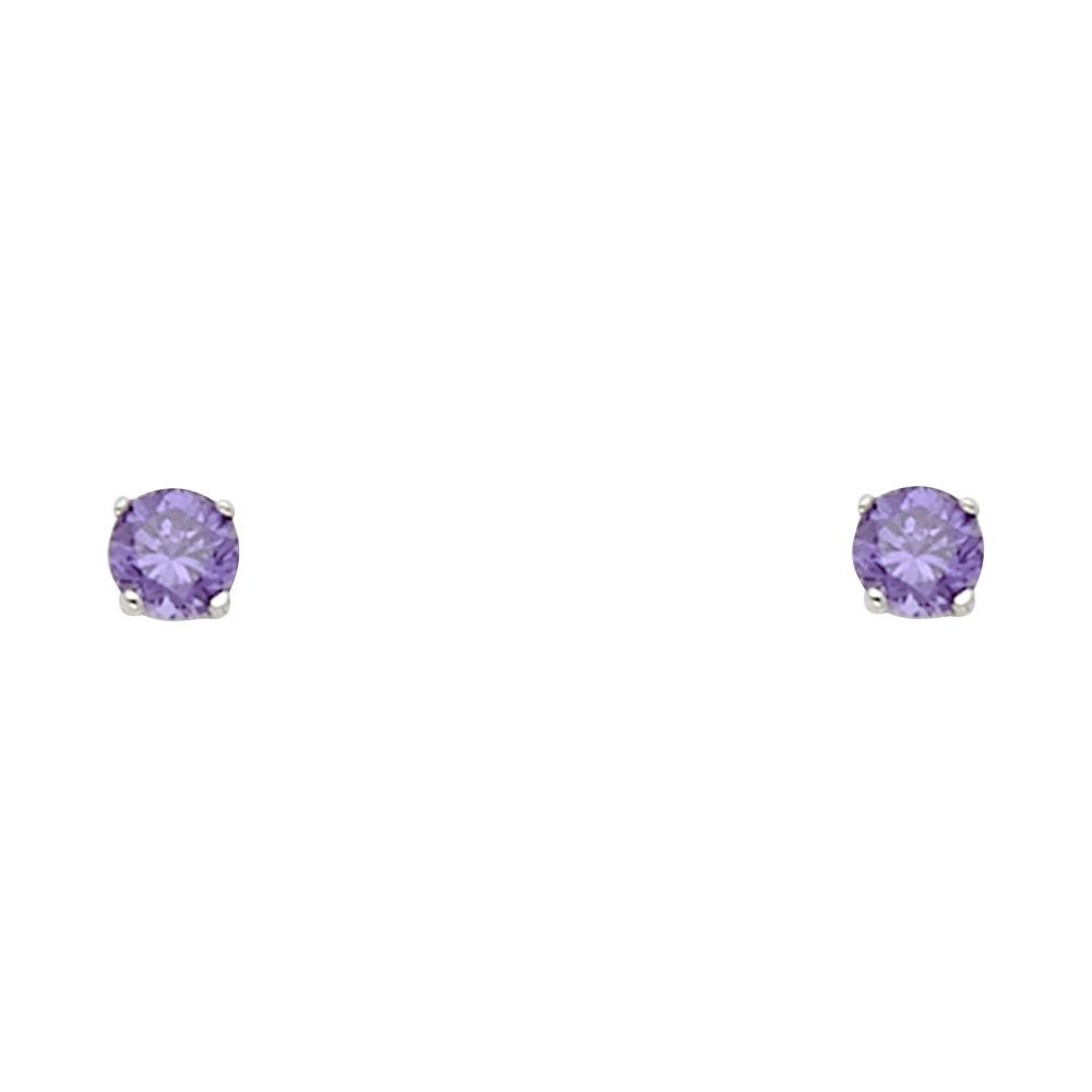 14k White Gold 4mm Round CZ Basket Solitaire Birthstone Stud Earrings