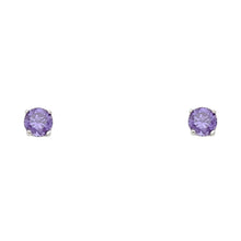 Load image into Gallery viewer, 14k White Gold 4mm Round CZ Basket Solitaire Birthstone Stud Earrings
