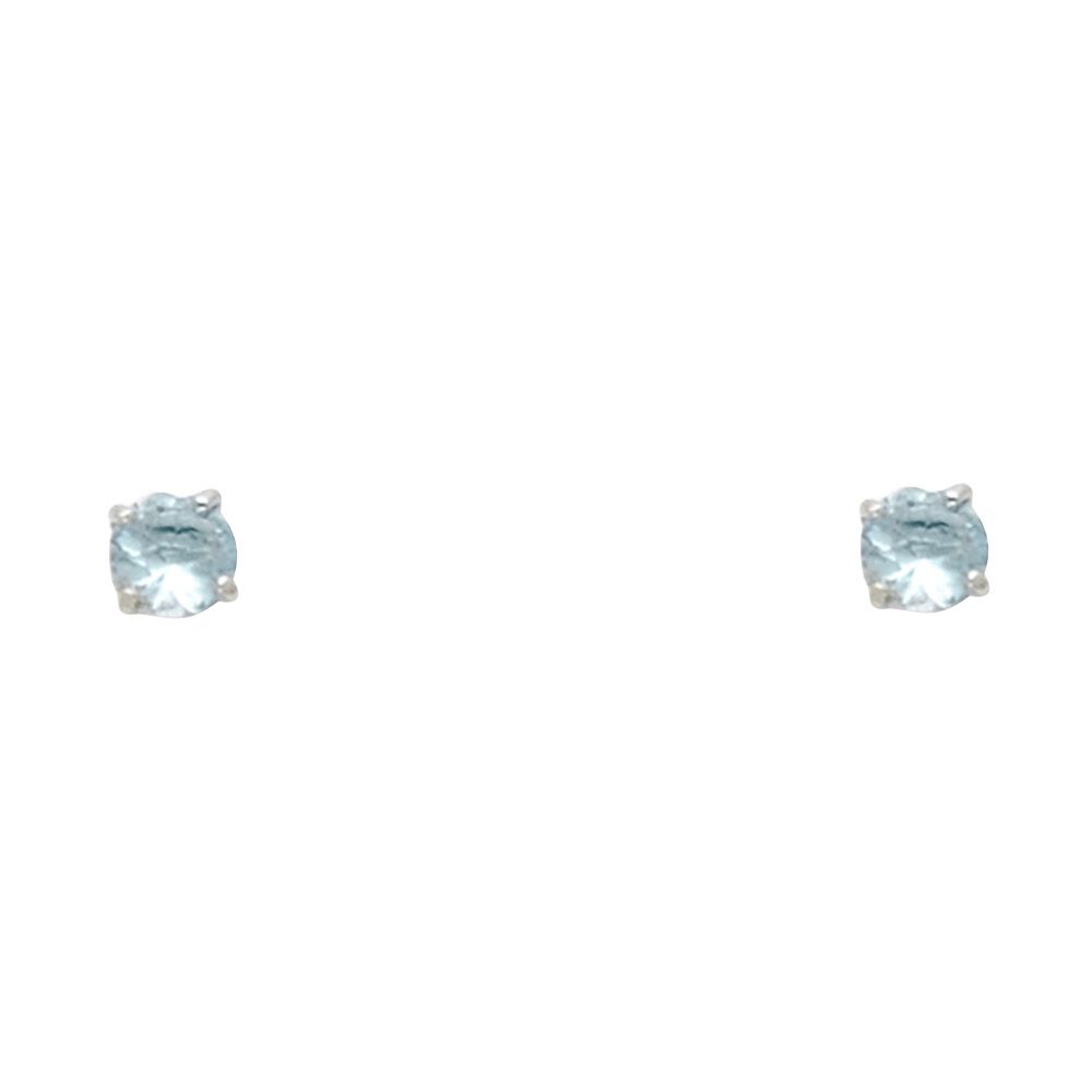 14k White Gold 4mm Round CZ Basket Solitaire Birthstone Stud Earrings