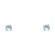 Load image into Gallery viewer, 14k White Gold 4mm Round CZ Basket Solitaire Birthstone Stud Earrings
