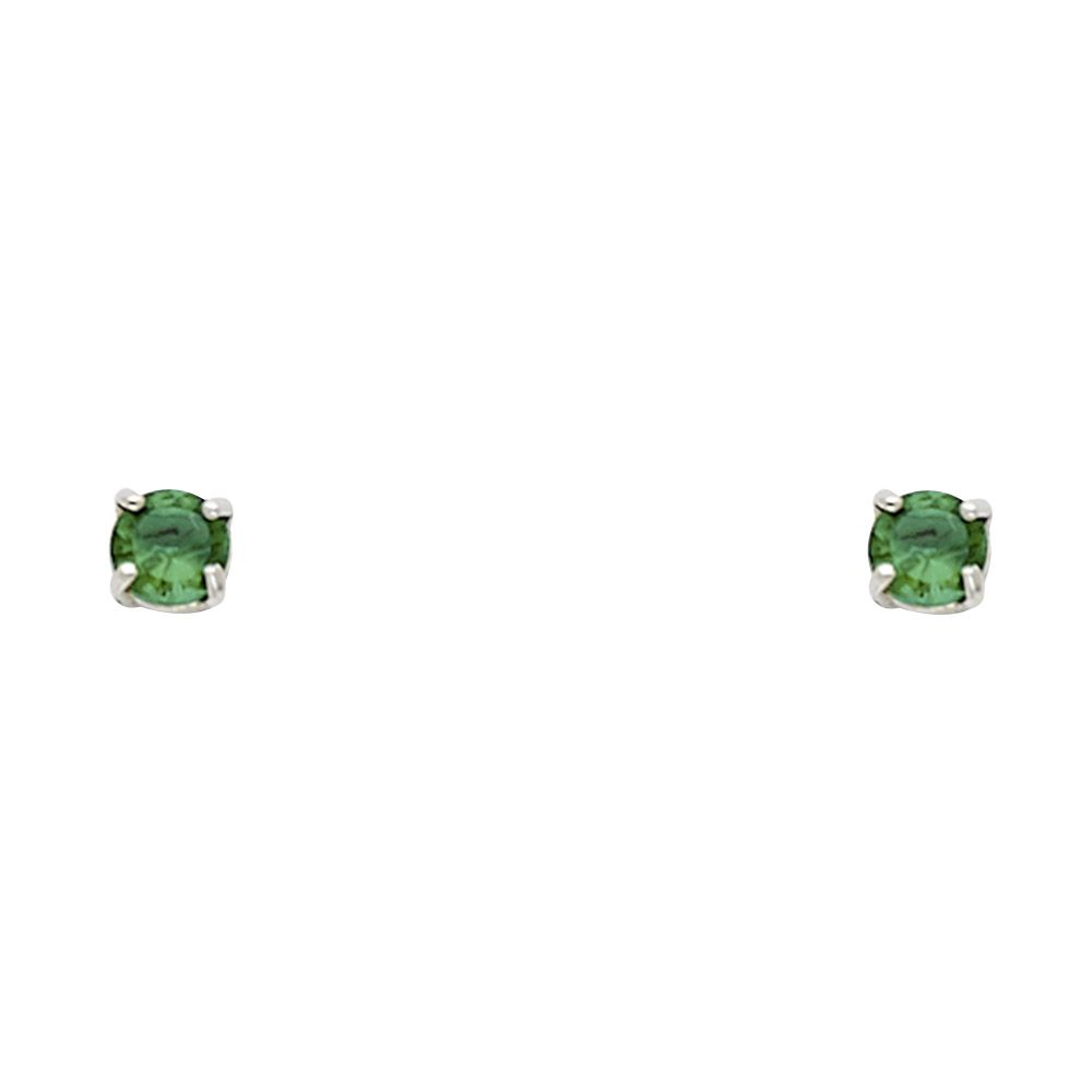 14k White Gold 4mm Round CZ Basket Solitaire Birthstone Stud Earrings