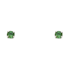 Load image into Gallery viewer, 14k White Gold 4mm Round CZ Basket Solitaire Birthstone Stud Earrings