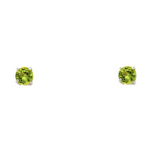 Load image into Gallery viewer, 14k White Gold 4mm Round CZ Basket Solitaire Birthstone Stud Earrings