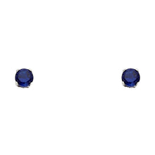 Load image into Gallery viewer, 14k White Gold 4mm Round CZ Basket Solitaire Birthstone Stud Earrings