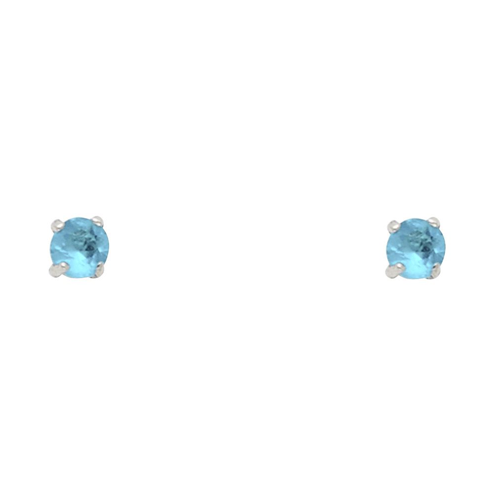 14k White Gold 4mm Round CZ Basket Solitaire Birthstone Stud Earrings