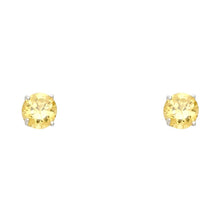 Load image into Gallery viewer, 14k White Gold 4mm Round CZ Basket Solitaire Birthstone Stud Earrings