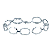 Load image into Gallery viewer, Sterling Silver Rhodium Plated Oval CZ Bracelet