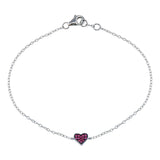 Sterling Silver Rhodium Plated CZ Heart Bracelet