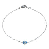 Sterling Silver Rhodium Plated CZ Evil Eye Bracelet