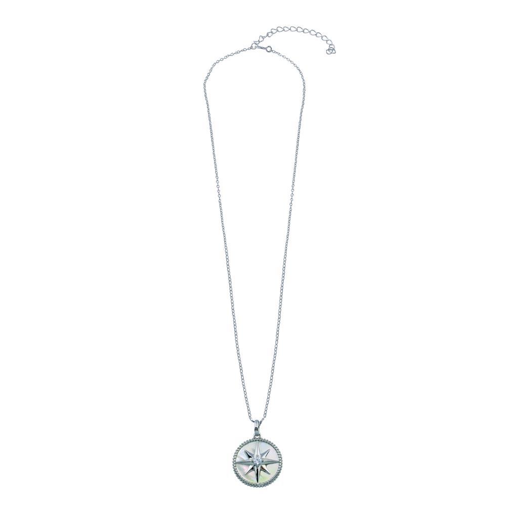 Sterling Silver Northern Star CZ Mother of Pearl Pendant