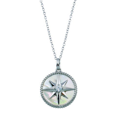 Sterling Silver Northern Star CZ Mother of Pearl Pendant