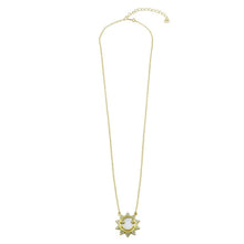 Load image into Gallery viewer, Sterling Silver Gold Plated CZ Synthetic Mother of Pearl Happy Face Sun Necklace